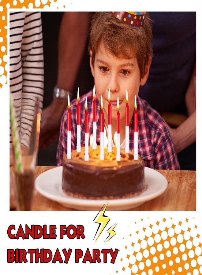 Conelist 12 Pcs Cartoon Red White Birthday Candles Anime Cake Topper for Theme Party Favors Decorations - Image 4